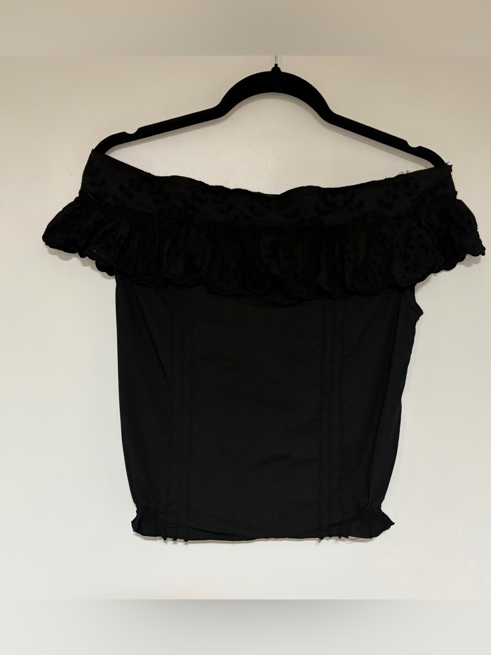 Patrizia Pepe Black Women’s Button Back Off Shoulder Blouse Size Small